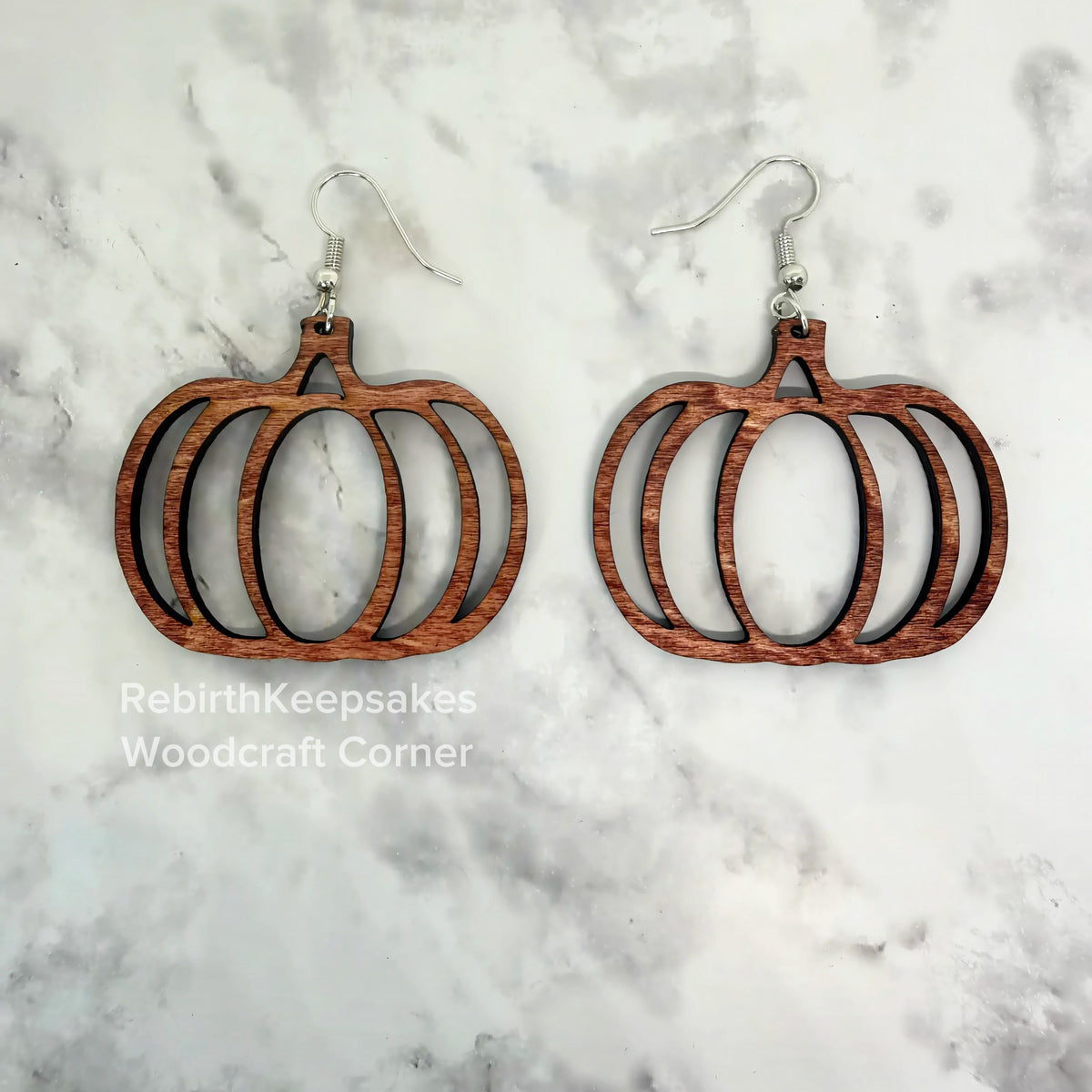 Wood Pumpkin Earrings