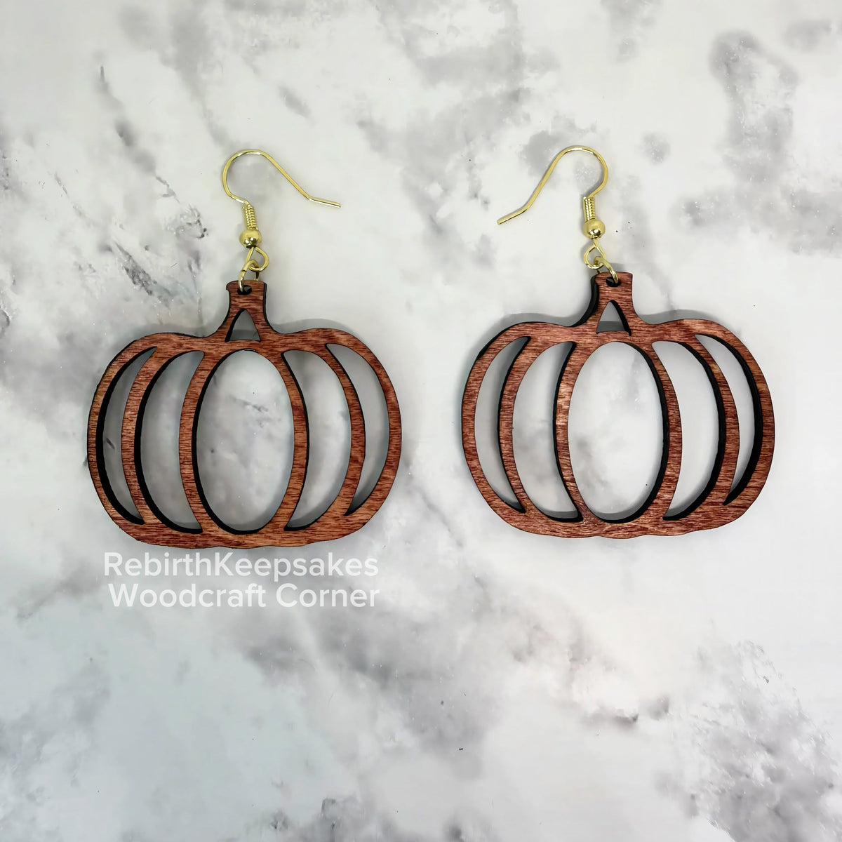 Wood Pumpkin Earrings