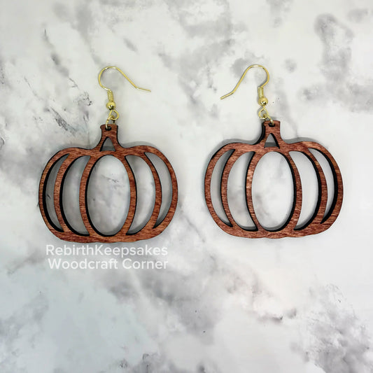 Wood Pumpkin Earrings